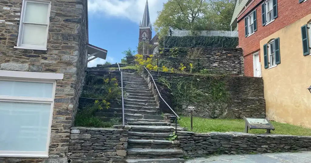Steps from High Street in Harpers Ferry up toward Camp Hill and the Appalachian Trail.