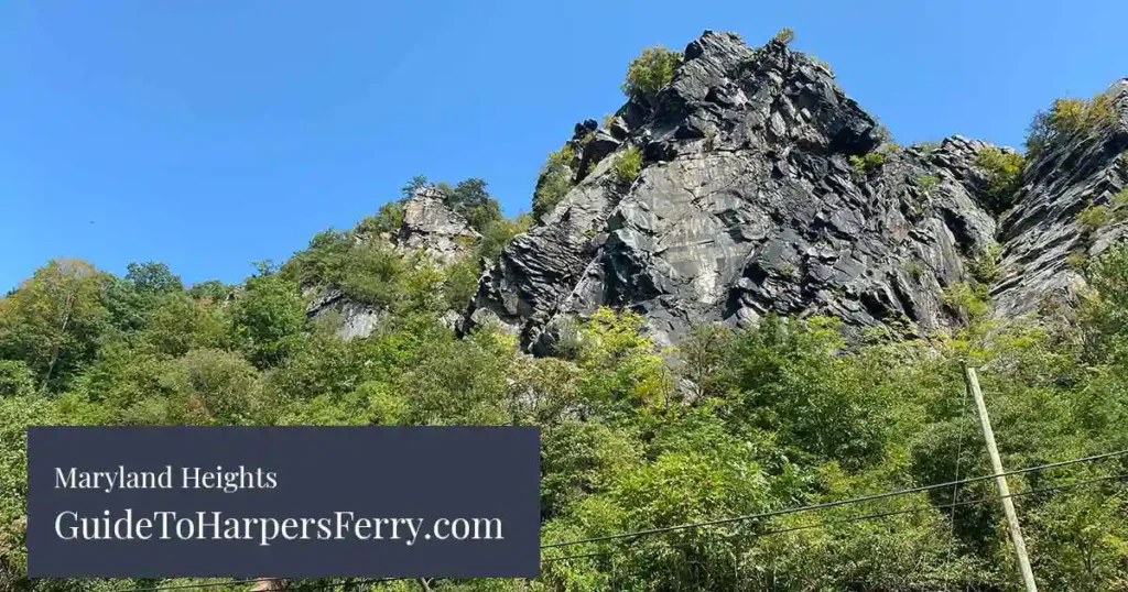 View up to the top of Maryland Heights in Harpers Ferry.