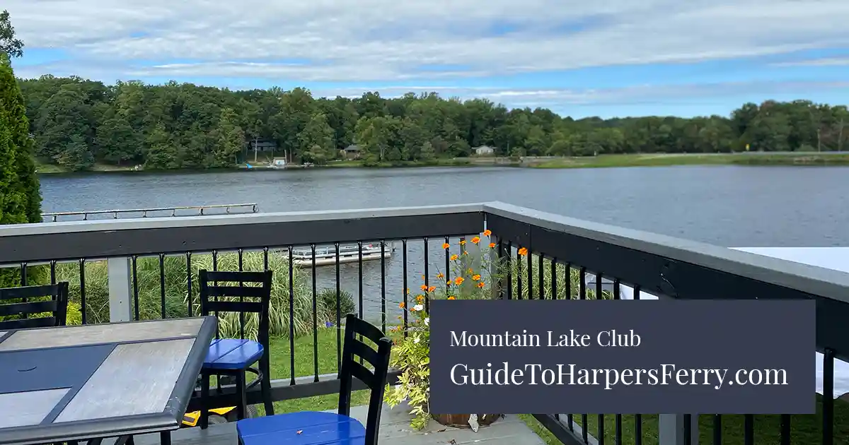 Outdoor dining at the Mountain Lake Club in Harpers Ferry at the Lakeside Bar and Grill.