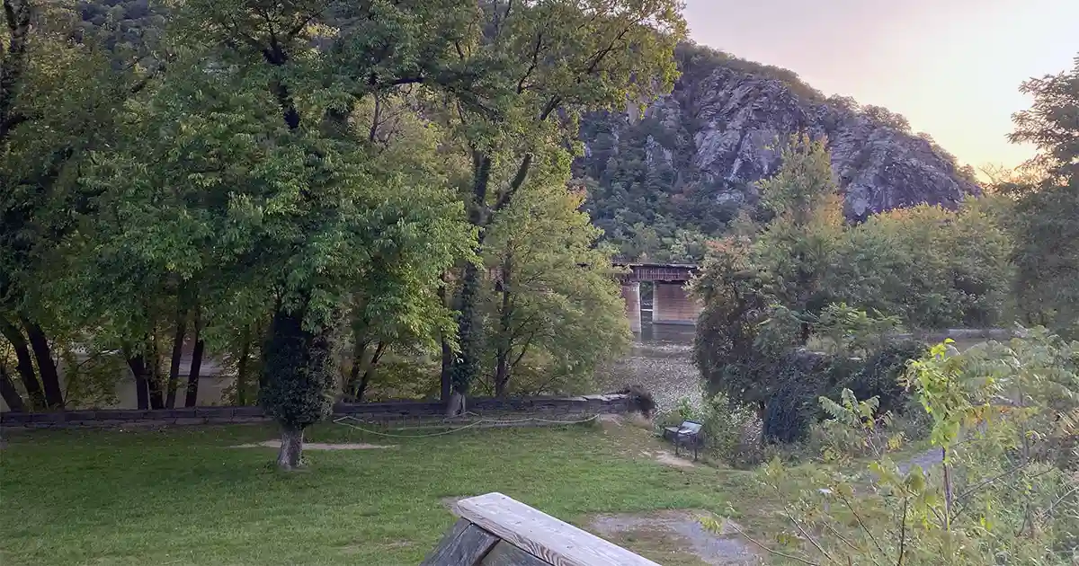 The site where the Armory buildings stood in Harpers Ferry during the Civil War.