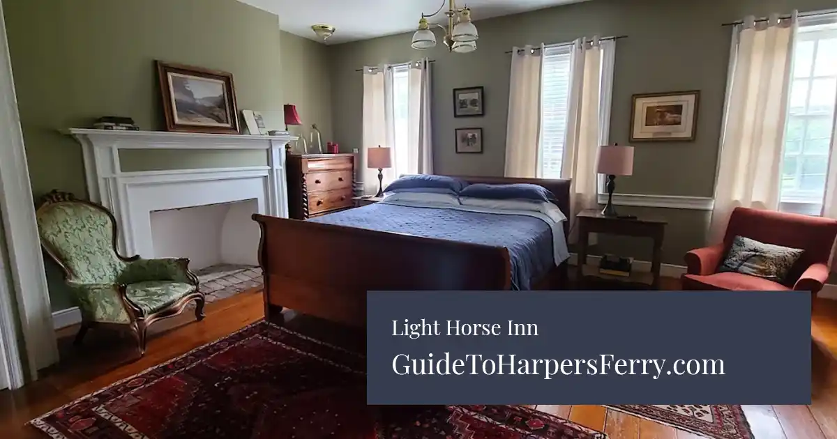 Interior guest room at the historic Light Horse Inn in Harpers Ferry