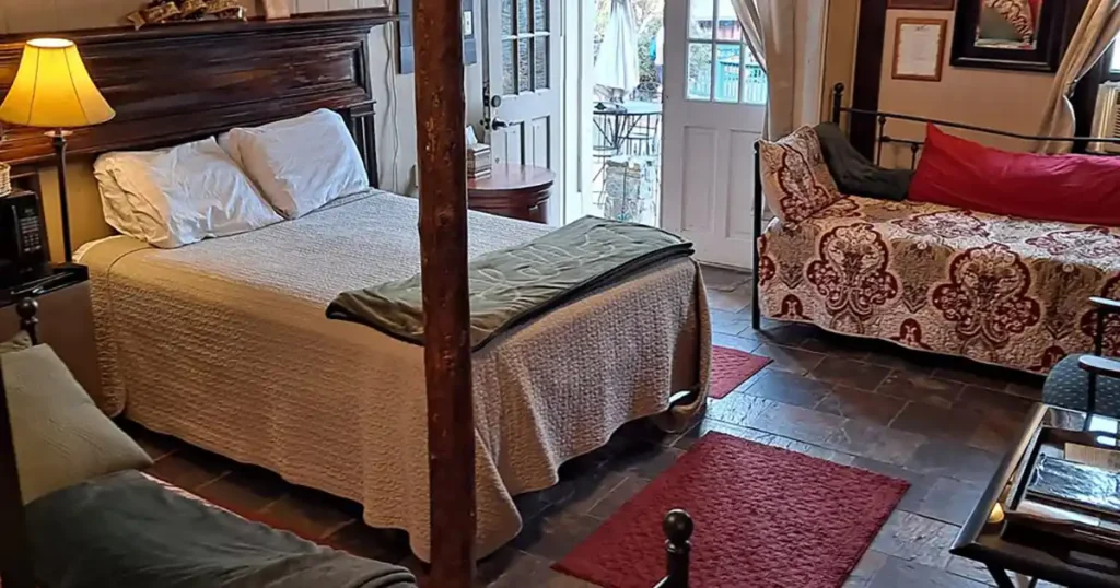 Interior guest room at the historic inn in Harpers Ferry
