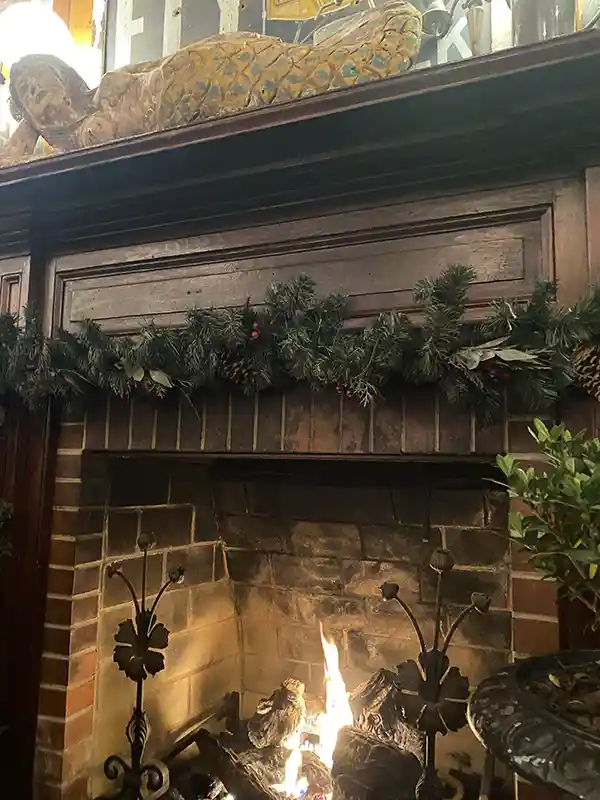 Warming up by the fire in winter in a pub in Harpers Ferry