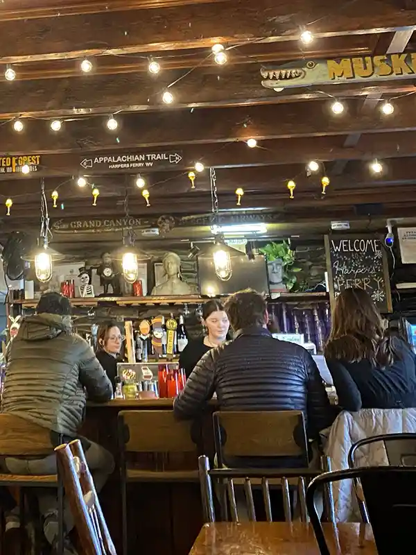 Cozy pub in winter in Harpers Ferry.