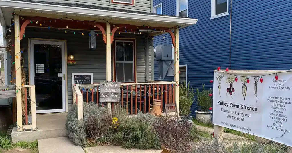 Interior dining space at the farm-to-table eatery Kelley Farm Kitchen in Harpers Ferry