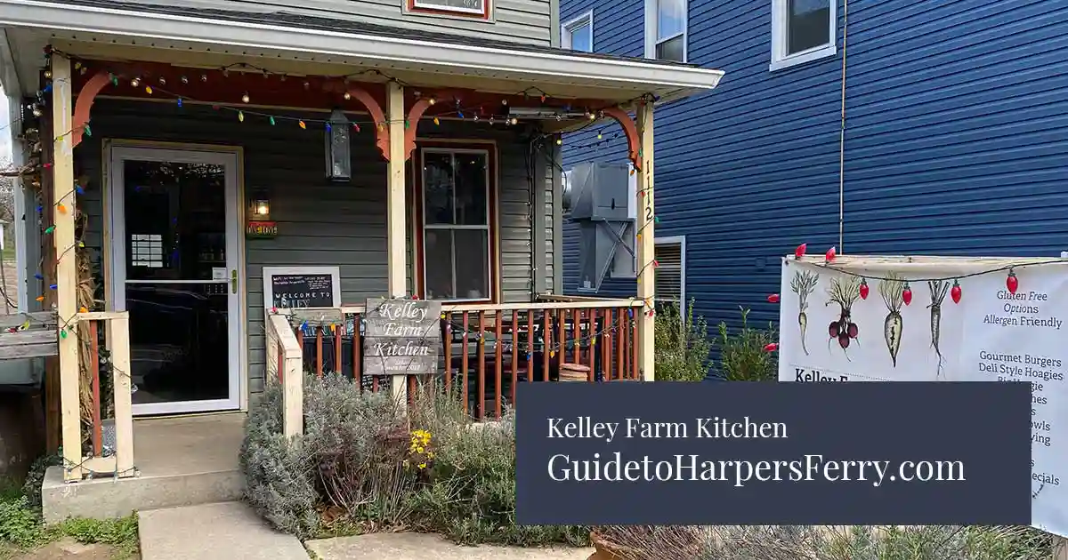 Interior dining space at the farm-to-table eatery Kelley Farm Kitchen in Harpers Ferry