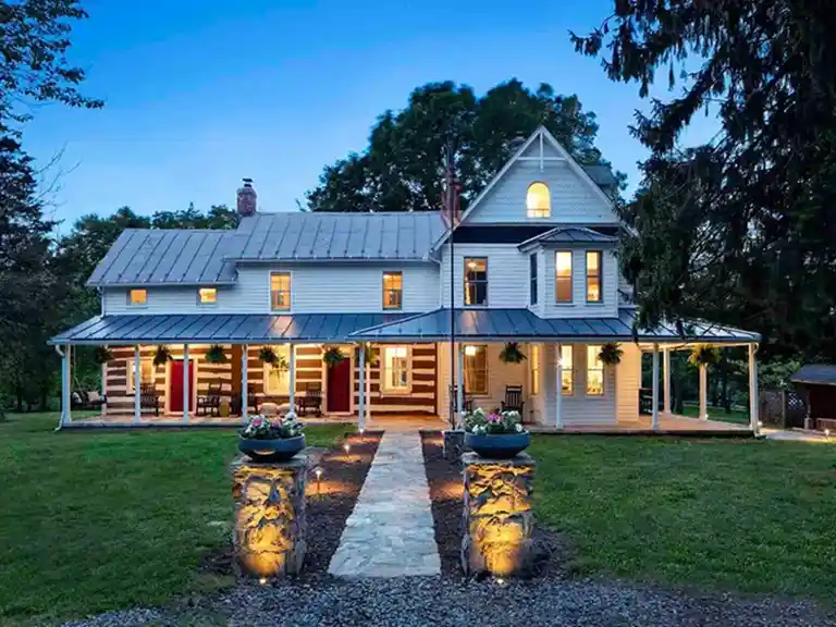 Historic farmhouse rental Harpers Ferry with heated saltwater plunge pool.
